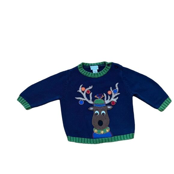 Talbots Kids Reindeer Christmas Sweater Size 12 Months - Picture 1 of 4